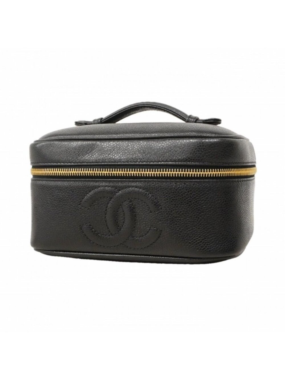 Chanel Vanity Bag Caviar Leather Black Gold